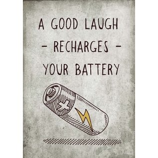 Creatief Art Spreukenbordje: A good laugh recharges your battery! | Houten Tekstbord