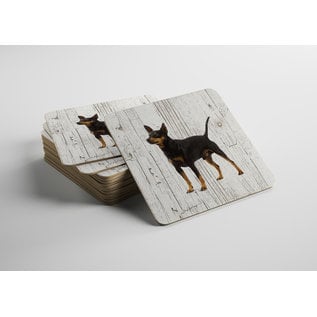 Creatief Art Hond Dwergpincher | Houten Onderzetters 6 Stuks