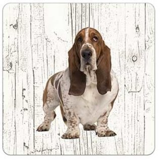 Creatief Art Hond Basset Hound | Houten Onderzetters 6 Stuks