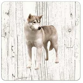 Creatief Art Hond Groenlandhond | Houten Onderzetters 6 Stuks
