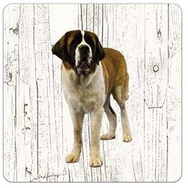 Creatief Art Hond Sint Bernard (langhaar) | Houten Onderzetters 6 Stuks