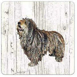 Creatief Art Hond Bergamasco | Houten Onderzetters 6 Stuks