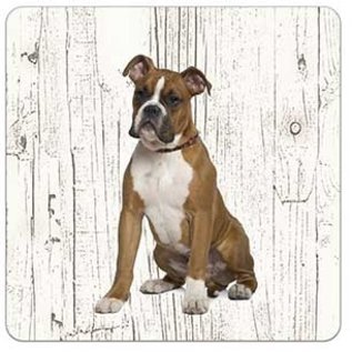 Creatief Art Hond Boxer bruin | Houten Onderzetters 6 Stuks