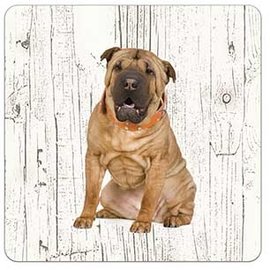 Creatief Art Hond Shar Pei | Houten Onderzetters 6 Stuks