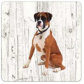 Creatief Art Hond Boxer | Houten Onderzetters 6 Stuks