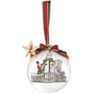 creatief art Houten kerstbal 14 CM met houten binnenwerk 002