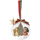 creatief art Houten kerstbal 14 CM met houten binnenwerk 003