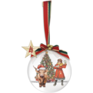 creatief art Houten kerstbal 14 CM met houten binnenwerk 004