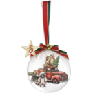 creatief art Houten kerstbal 14 CM met houten binnenwerk 005