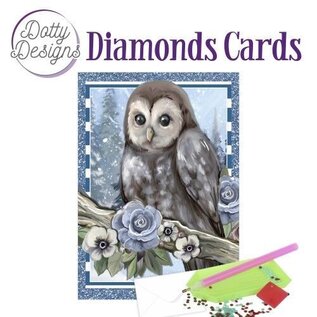 find it Diamond Cards - Owl with ice flowers in the snow