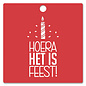 creatief art Houten Label Hoera Het is feest!