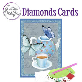 creatief art Diamantkarten - Teekanne mit Schmetterlingen