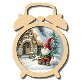 Creatief Art Gnome dans la neige - Réveil en bois 01
