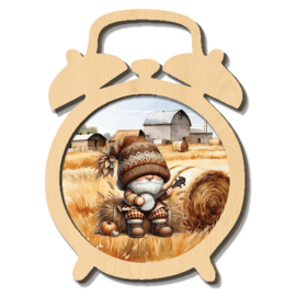 Creatief Art Gnome à la ferme - Réveil en bois 03