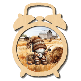 Creatief Art Gnome à la ferme - Réveil en bois 03