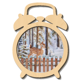 Creatief Art Hirsch im Winterwald - Holzwecker 04