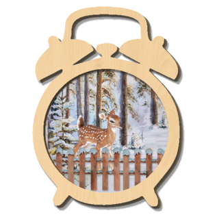 Creatief Art Hertje in het winterbos - Houten Wekker 04
