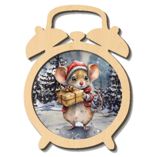 Creatief Art Souris avec un cadeau - Réveil en bois 06