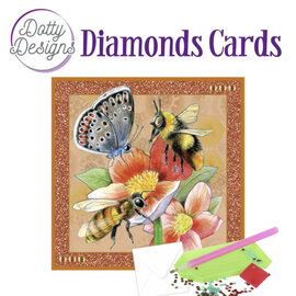 creatief art Diamantkarten - Rote Blume mit Bienen