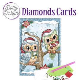 creatief art Cartes Diamant - Hiboux de Noël sur branche