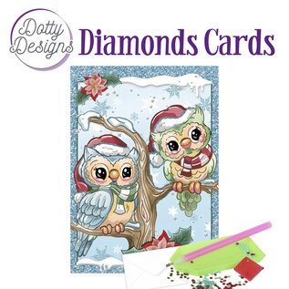 creatief art Cartes Diamant - Hiboux de Noël sur branche
