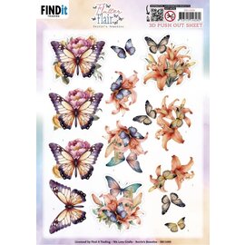 find it 3D Push Out - Vlinders Oranje Paars