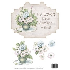 creatief art 3D Bordje - Bloemen in Vaas
