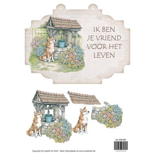 creatief art 3D Bordje - Hond bij put