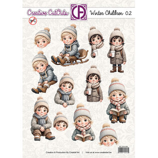 creatief art 3D Doordrukvel - Winter children 02 - 4 Prentjes
