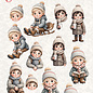 creatief art 3D Doordrukvel - Winter children 02 - 4 Prentjes