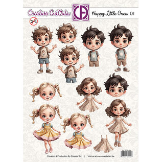 creatief art 3D Doordrukvel - Happy Little ones 01 - 4 Prentjes