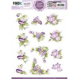 find it 3D Push Out - Paarse bloemen  03