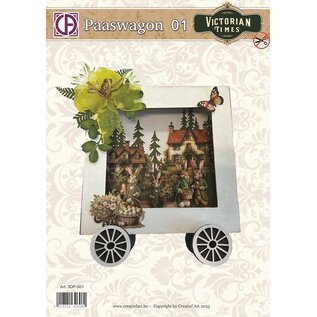 creatief art Chariot de Pâques en bois 01