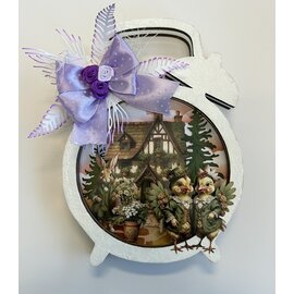 Creatief Art Pâques avec des poules - Réveil en bois 07