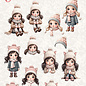 creatief art 3D Doordrukvel - Winter children 01 - 4 Prentjes