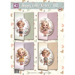 creatief art Glückliche Kleine 02 - 4 Karten