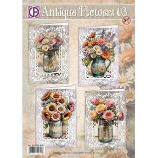 creatief art Antike Blumen 03 - 4 Karten