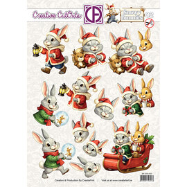 creatief art Feuille alvéolée 3D - Snowy Bunnies 02