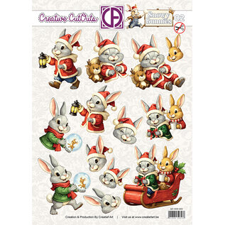 creatief art Feuille alvéolée 3D - Snowy Bunnies 02