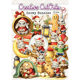 creatief art Assiettes découpées - Lapins enneigés - 23 pièces