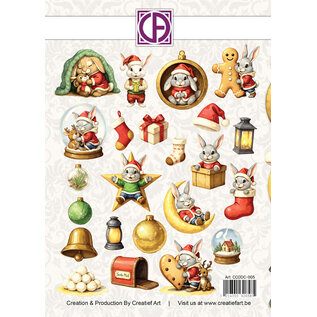 creatief art Assiettes découpées - Lapins enneigés - 23 pièces