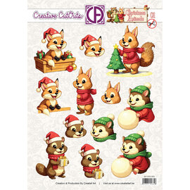 creatief art Feuille autocopiant 3D - Animaux de Noël 01