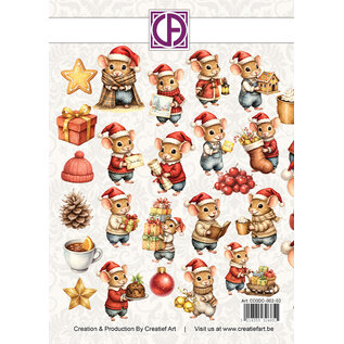 creatief art Assiettes découpées - Sweet Little Mice Christmas - 23 pièces