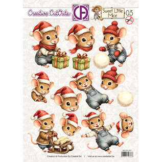creatief art Feuille de transfert 3D - Douces petites souris 03