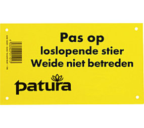 Patura Waarschuwingsbord "Loslopende stier, weide niet betreden" Patura Waarschuwingsbord "Loslopende stier, weide niet betreden"