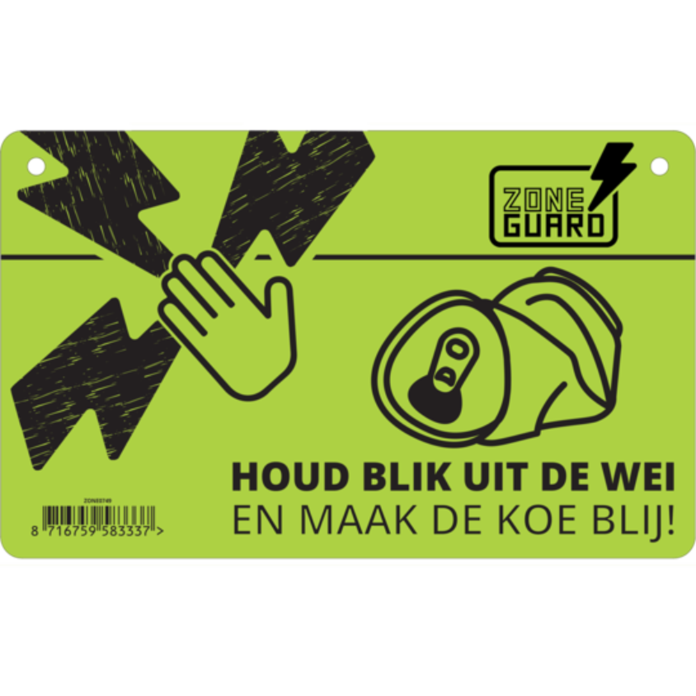 ZoneGuard Waarschuwingsbord "Pas op schrikdraad en blikverbod" ZoneGuard Waarschuwingsbord "Pas op schrikdraad en blikverbod"