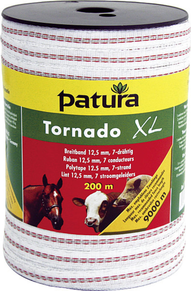 Patura Tornado XL Lint 12,5 mm wit/rood 400 meter Patura Tornado XL Lint 12,5 mm wit/rood 400 meter