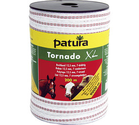 Patura Tornado XL Lint 12,5 mm wit/rood 400 meter Patura Tornado XL Lint 12,5 mm wit/rood 400 meter