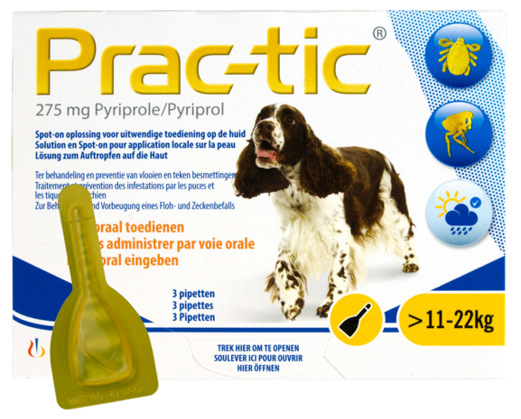 Prac-Tic Vlooiendruppels Hond 3 pipetten (11 tot 22 kg) Prac-Tic Vlooiendruppels Hond 3 pipetten (11 tot 22 kg)