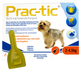 Prac-Tic Vlooiendruppels Hond 3 pipetten (2 tot 4,5 kg) Prac-Tic Vlooiendruppels Hond 3 pipetten (2 tot 4,5 kg)